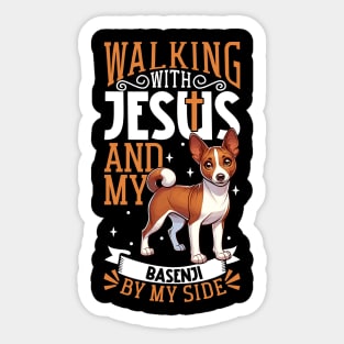 Jesus and dog - Basenji Sticker